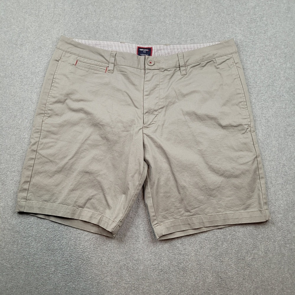 UNTUCKit Chino Shorts Mens 36 Tan Cotton Blend Flat Front Casual Summer